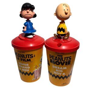 The Peanuts Movie Collectible Cups With Charlie Brown & Lucy Figurine Lids By Ci